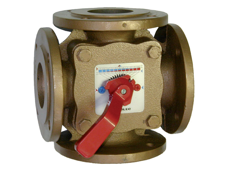 Vanne mélangeuse en fonte 4 voies, raccords à brides